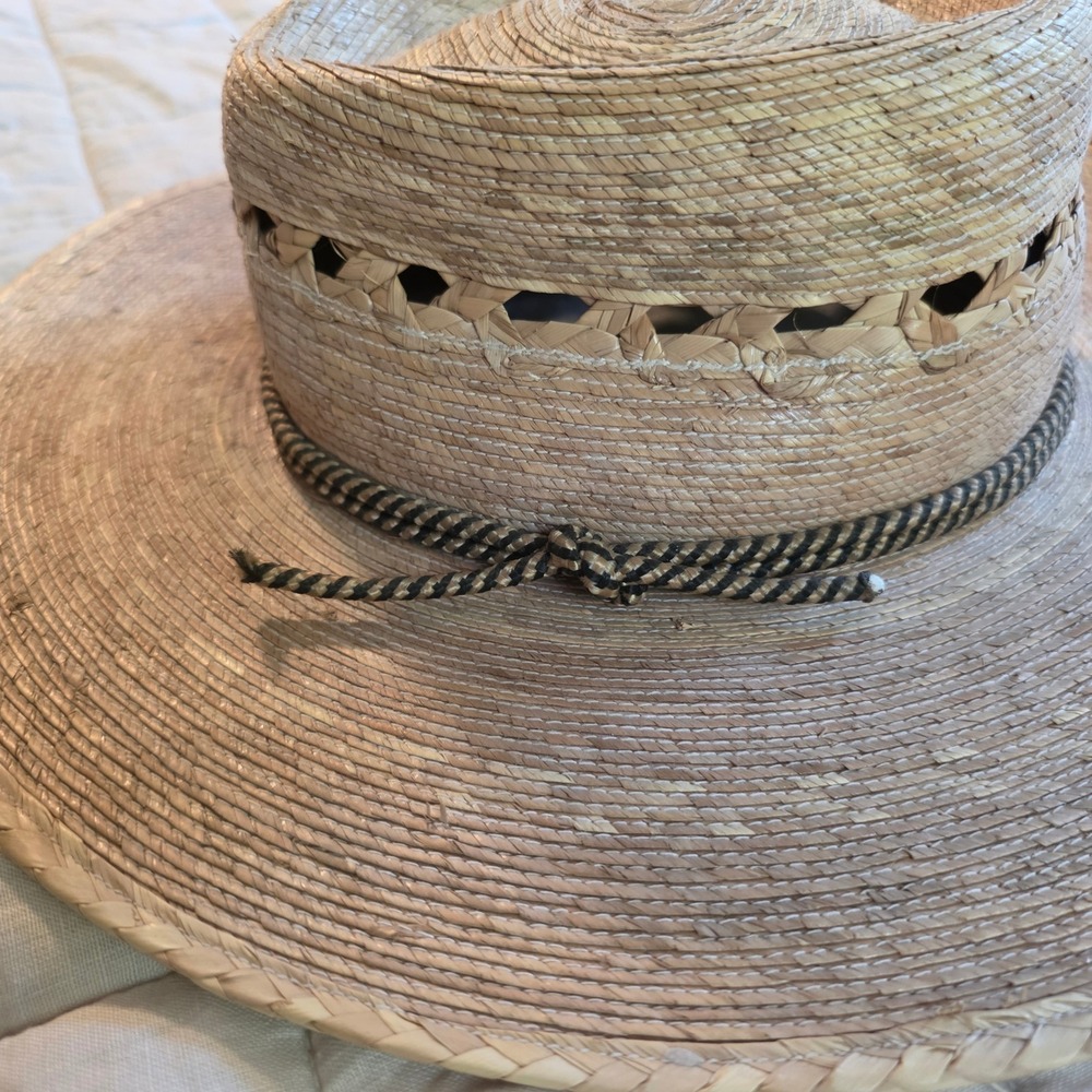 Sahuayo Straw Cowboy Hat Unisex M Natural Tan Excellent Woven Mexico Sun Hat